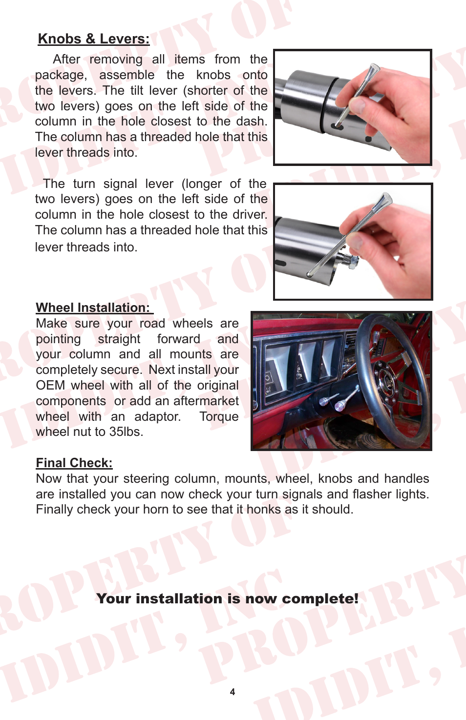 ididit Retrofit Steering Column: 1978-79 Ford Truck User Manual | Page 6 / 8