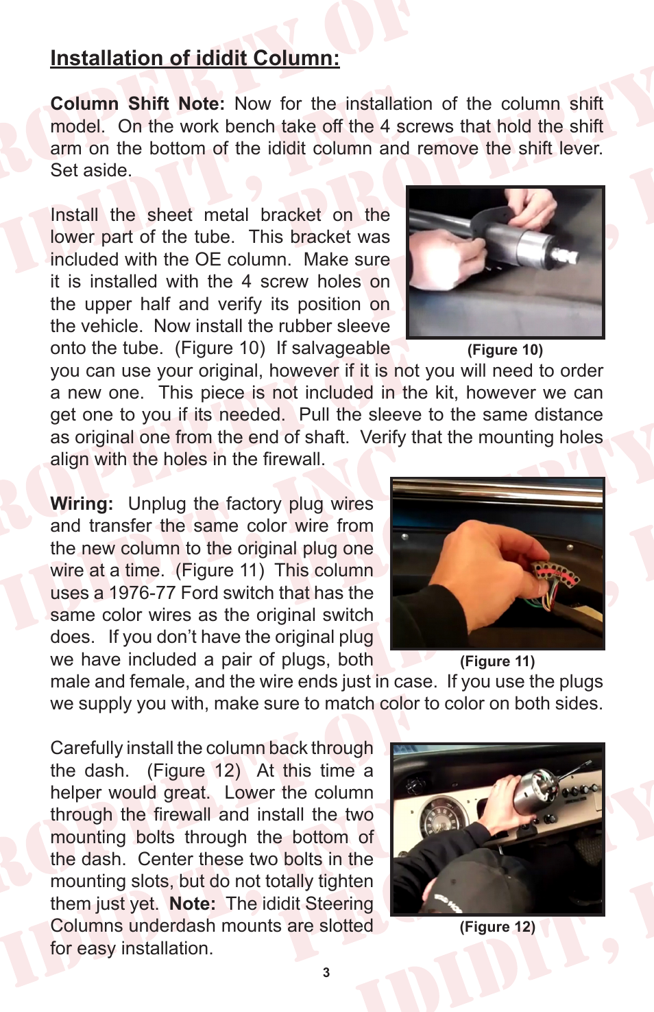 Installation of ididit column | ididit Retrofit Steering Column: 1974-77 Ford Bronco User Manual | Page 5 / 8