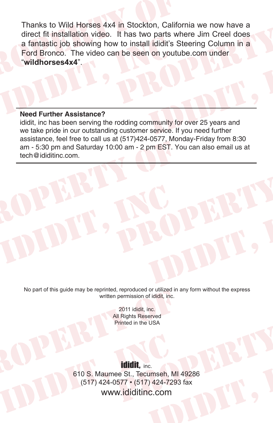 Ididit | ididit Retrofit Steering Column: 1974-77 Ford Bronco User Manual | Page 8 / 8