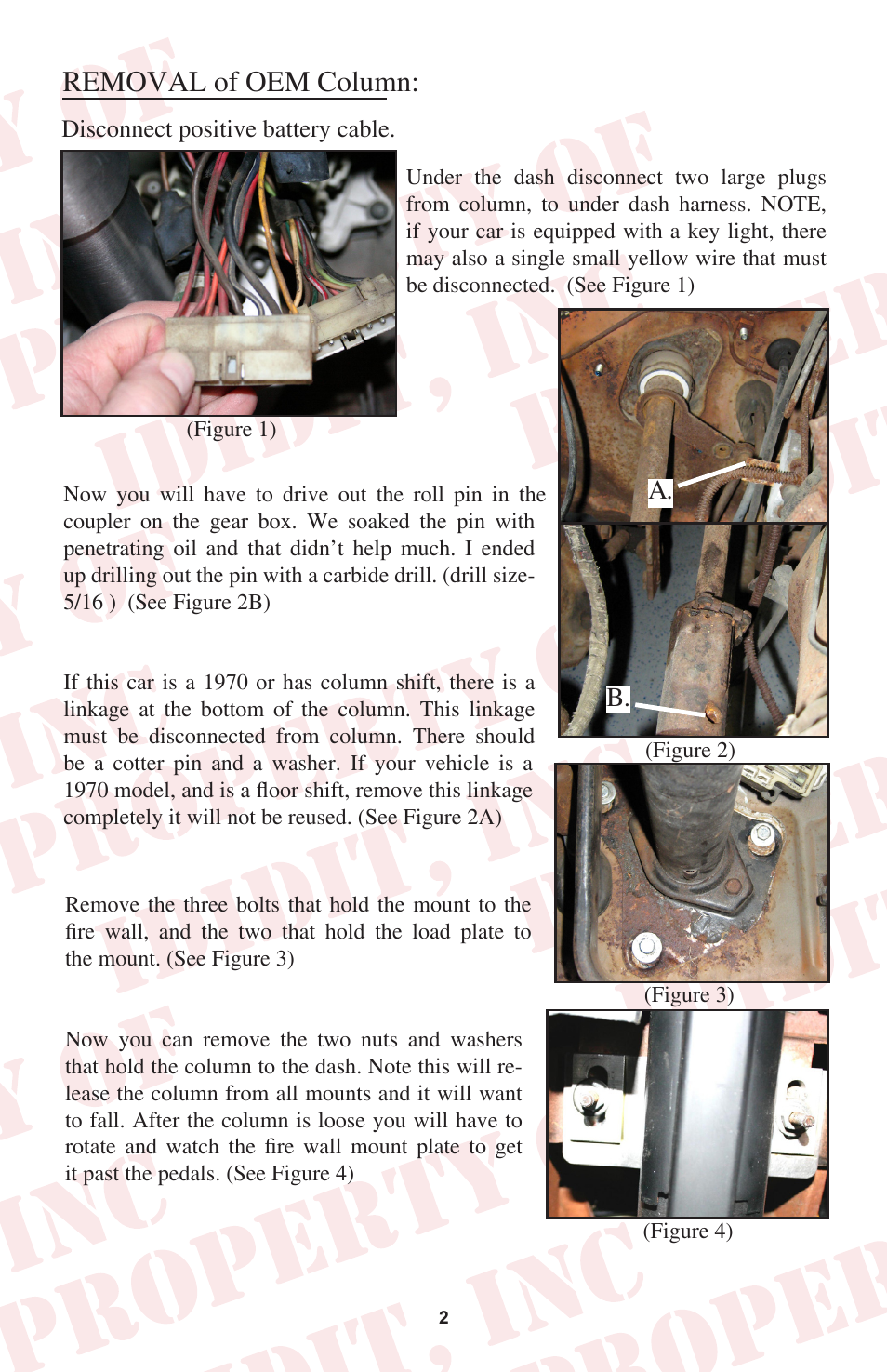 Removal of oem column | ididit Retrofit Steering Column: 1970-74 Cuda/Challenger User Manual | Page 3 / 12