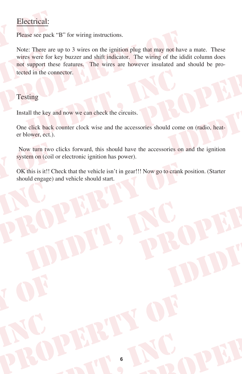 Electrical | ididit Retrofit Steering Column: 1970-74 Cuda/Challenger User Manual | Page 7 / 12
