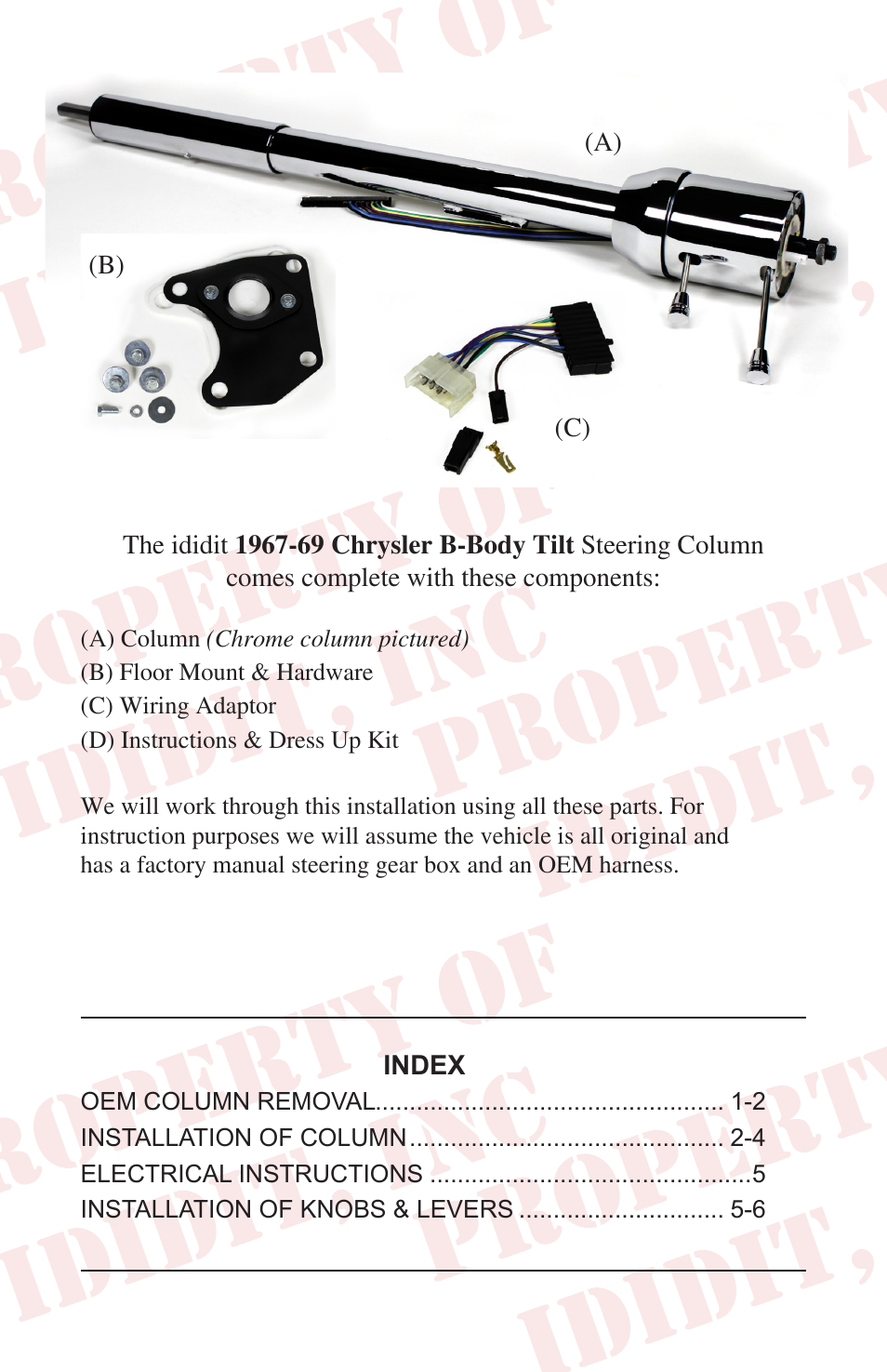 ididit Retrofit Steering Column: 1967-69 Chrysler B-Body User Manual | Page 2 / 8