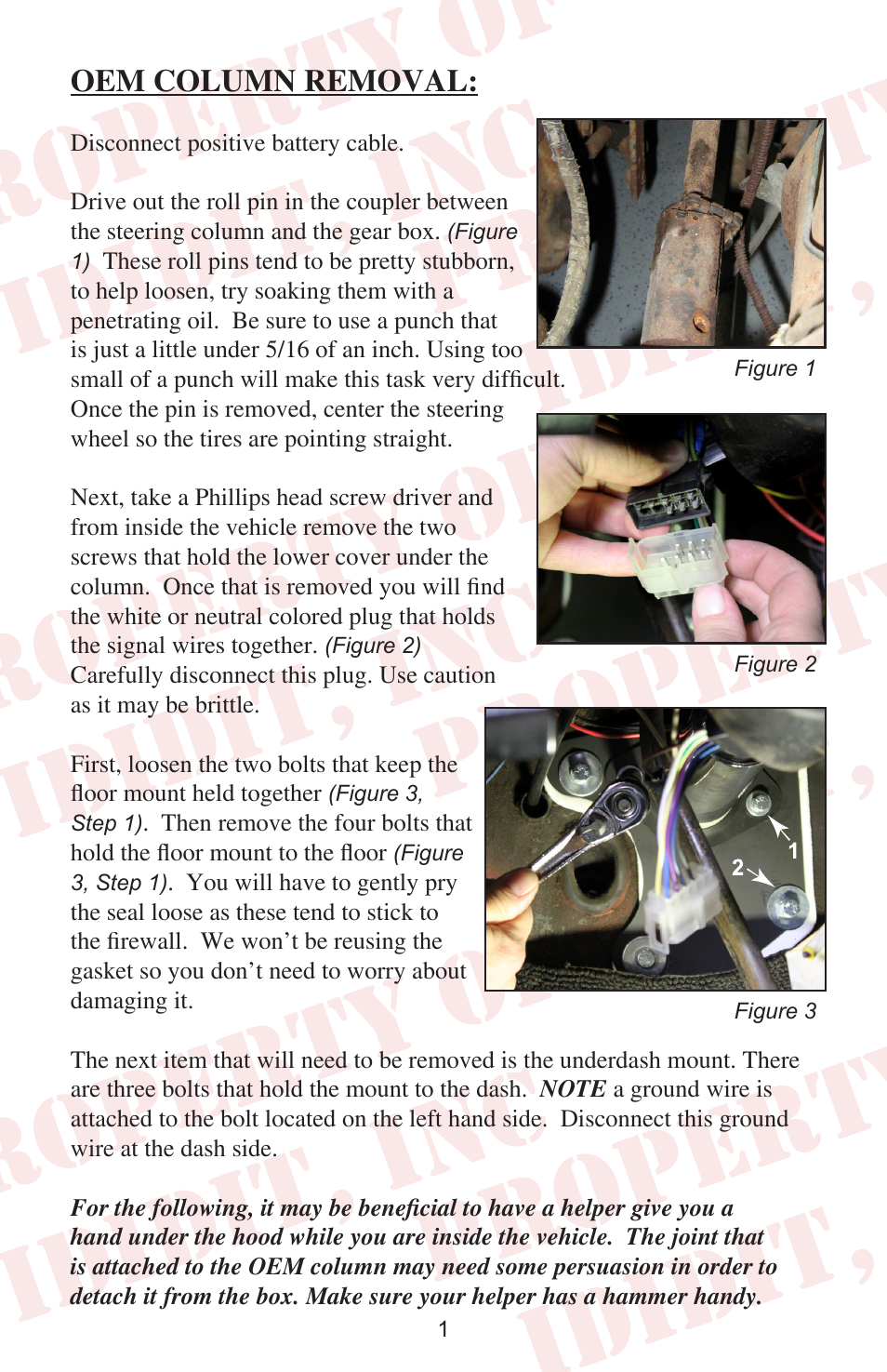 Oem column removal | ididit Retrofit Steering Column: 1967-69 Chrysler B-Body User Manual | Page 3 / 8