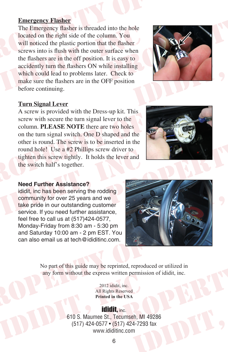 Ididit | ididit Retrofit Steering Column: 1967-69 Chrysler B-Body User Manual | Page 8 / 8