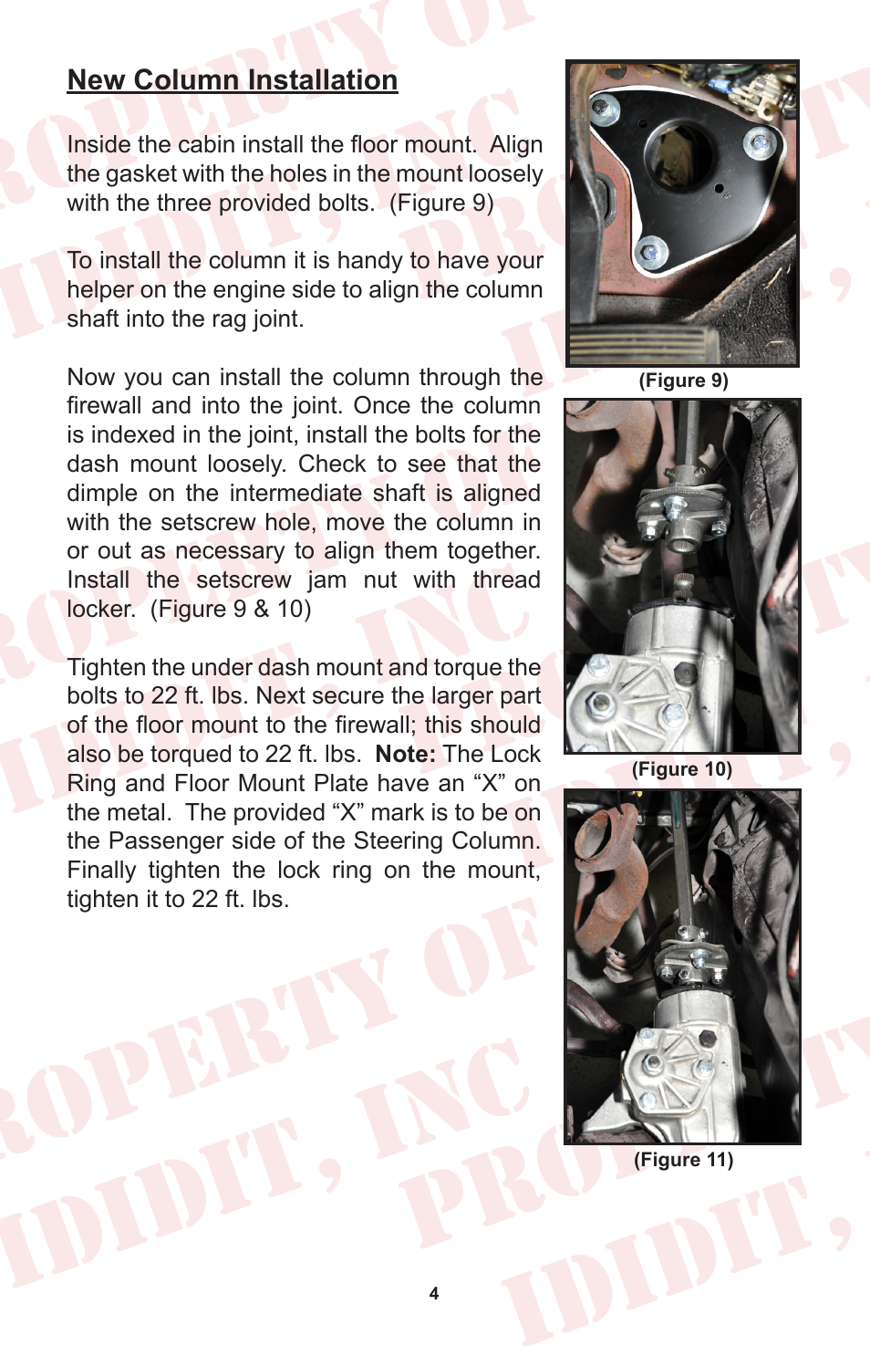 New column installation | ididit Retrofit Steering Column: 1973 Chrysler B-Body User Manual | Page 6 / 12