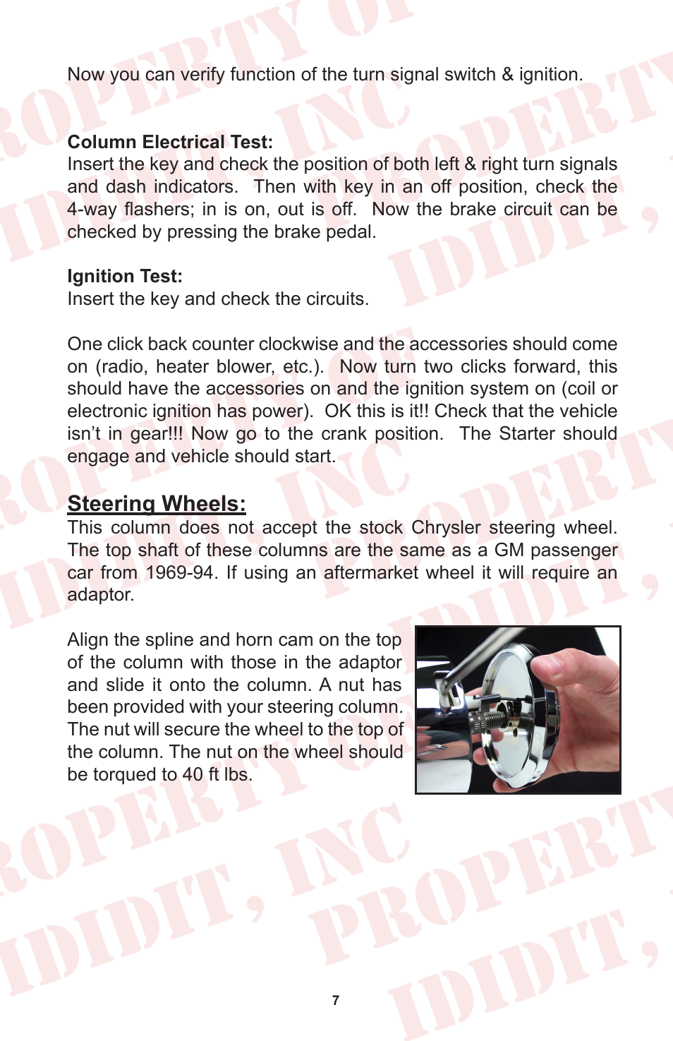 Steering wheels | ididit Retrofit Steering Column: 1973 Chrysler B-Body User Manual | Page 9 / 12