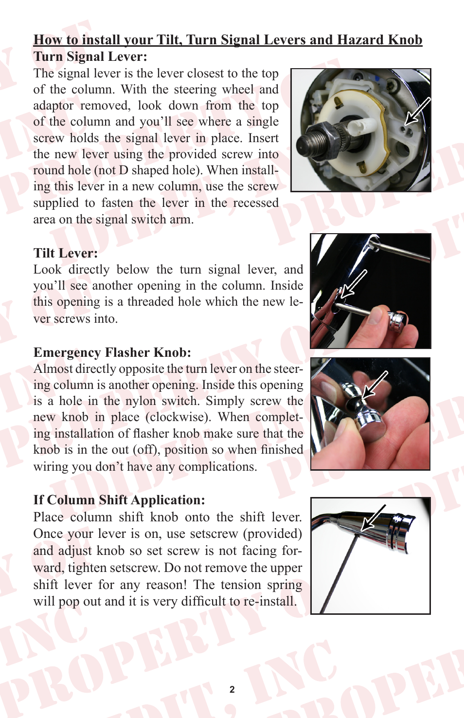 ididit Right Hand Drive & Collapsible Steering Column: RHD Universal Tilt User Manual | Page 3 / 8