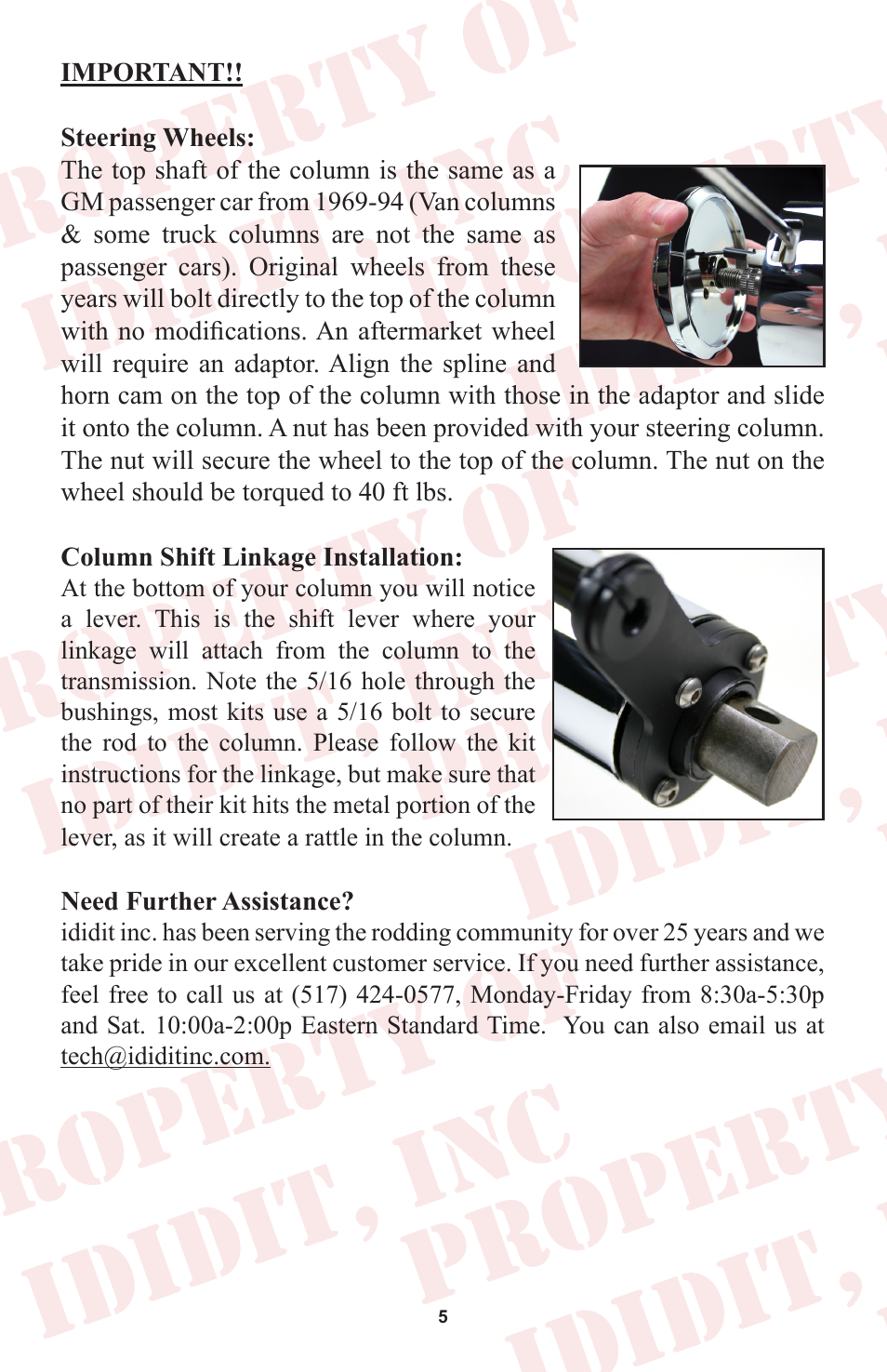 ididit Right Hand Drive & Collapsible Steering Column: RHD Universal Tilt User Manual | Page 6 / 8