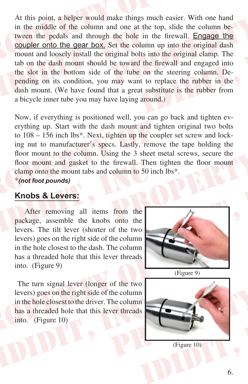 Knobs & levers | ididit Right Hand Drive & Collapsible Steering Column: RHD 1965-66 Mustang User Manual | Page 7 / 8