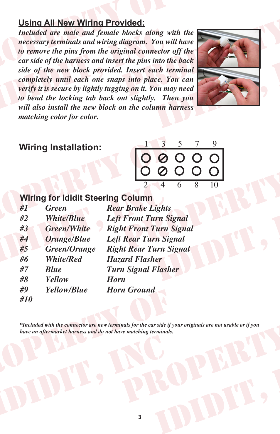 Wiring installation | ididit Right Hand Drive & Collapsible Steering Column: RHD 1968-69 Mustang User Manual | Page 5 / 8