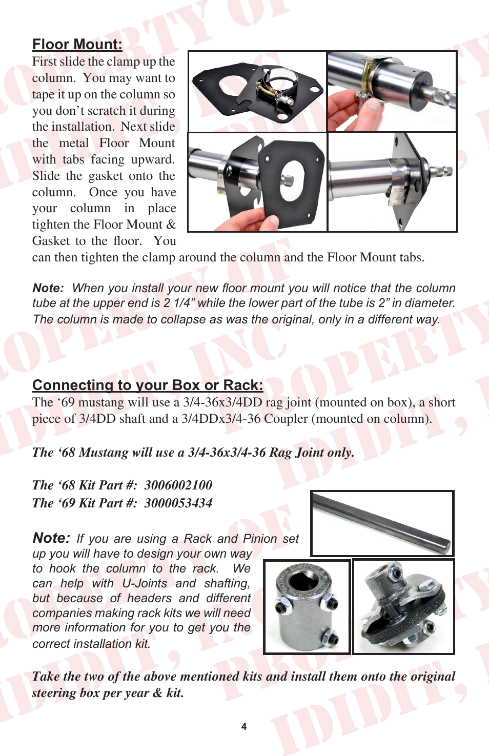 ididit Right Hand Drive & Collapsible Steering Column: RHD 1968-69 Mustang User Manual | Page 6 / 8
