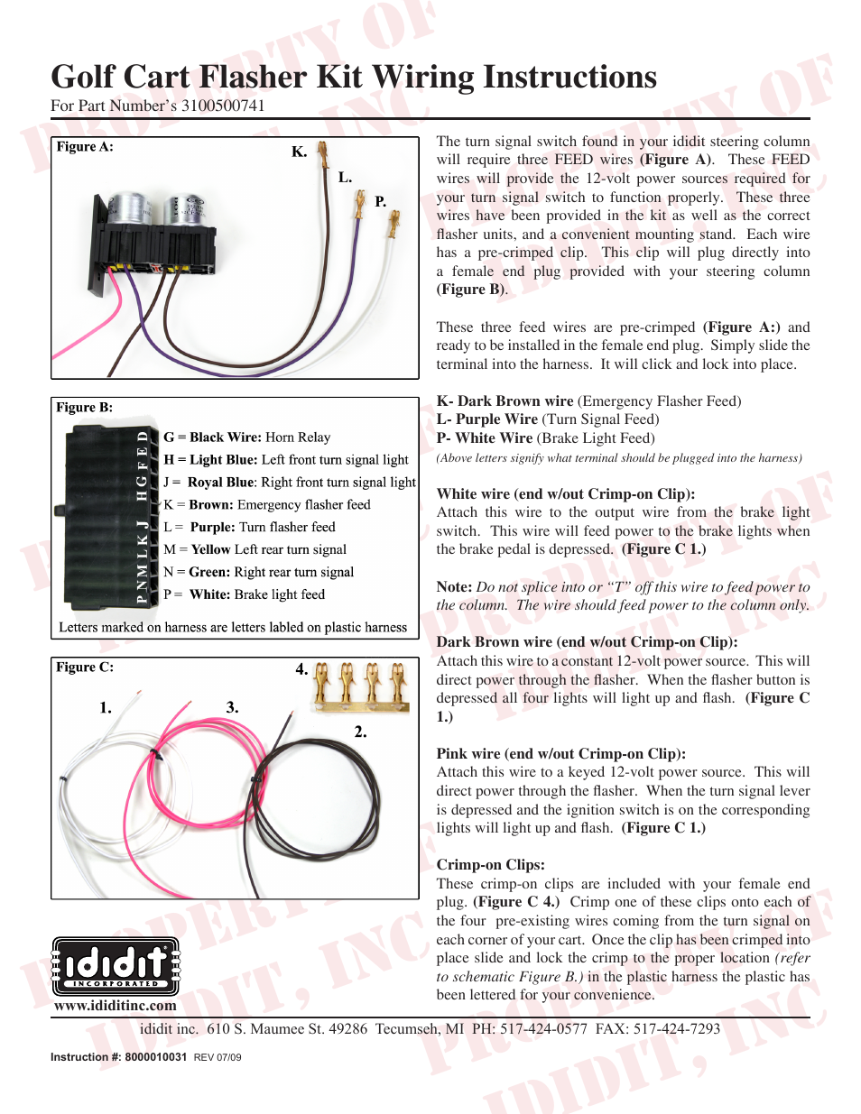 ididit Golf Cart Steering Column: Flasher Kit User Manual | 1 page