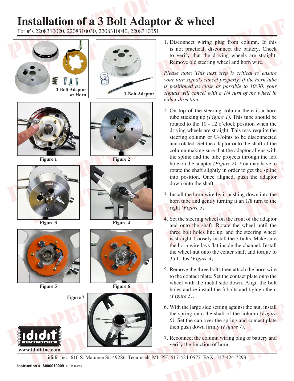 ididit Steering Wheel Adaptor: 3-Bolt Standard Adaptor User Manual | 1 page