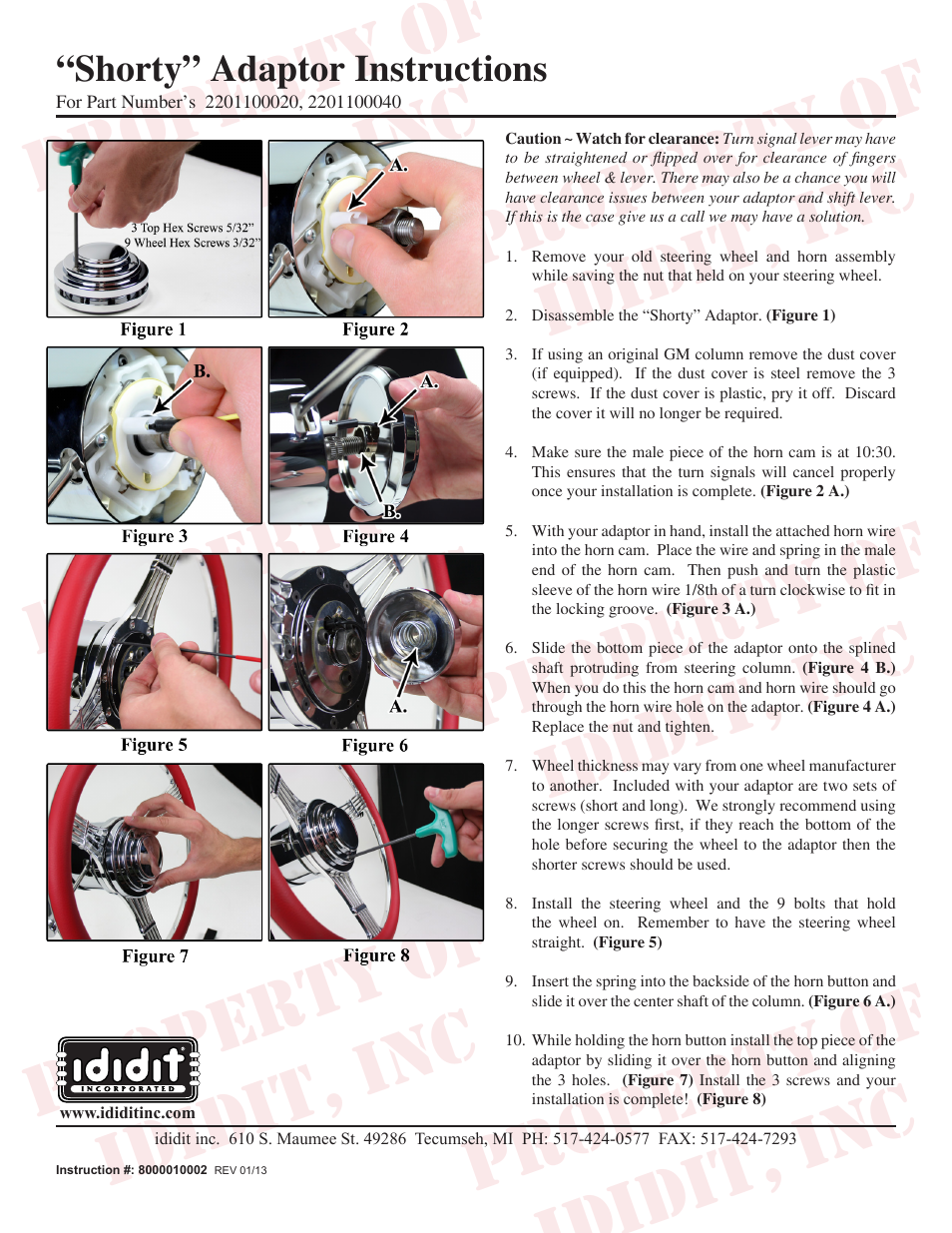 ididit Steering Wheel Adaptor: 9-Bolt Shorty Adaptor User Manual | 1 page