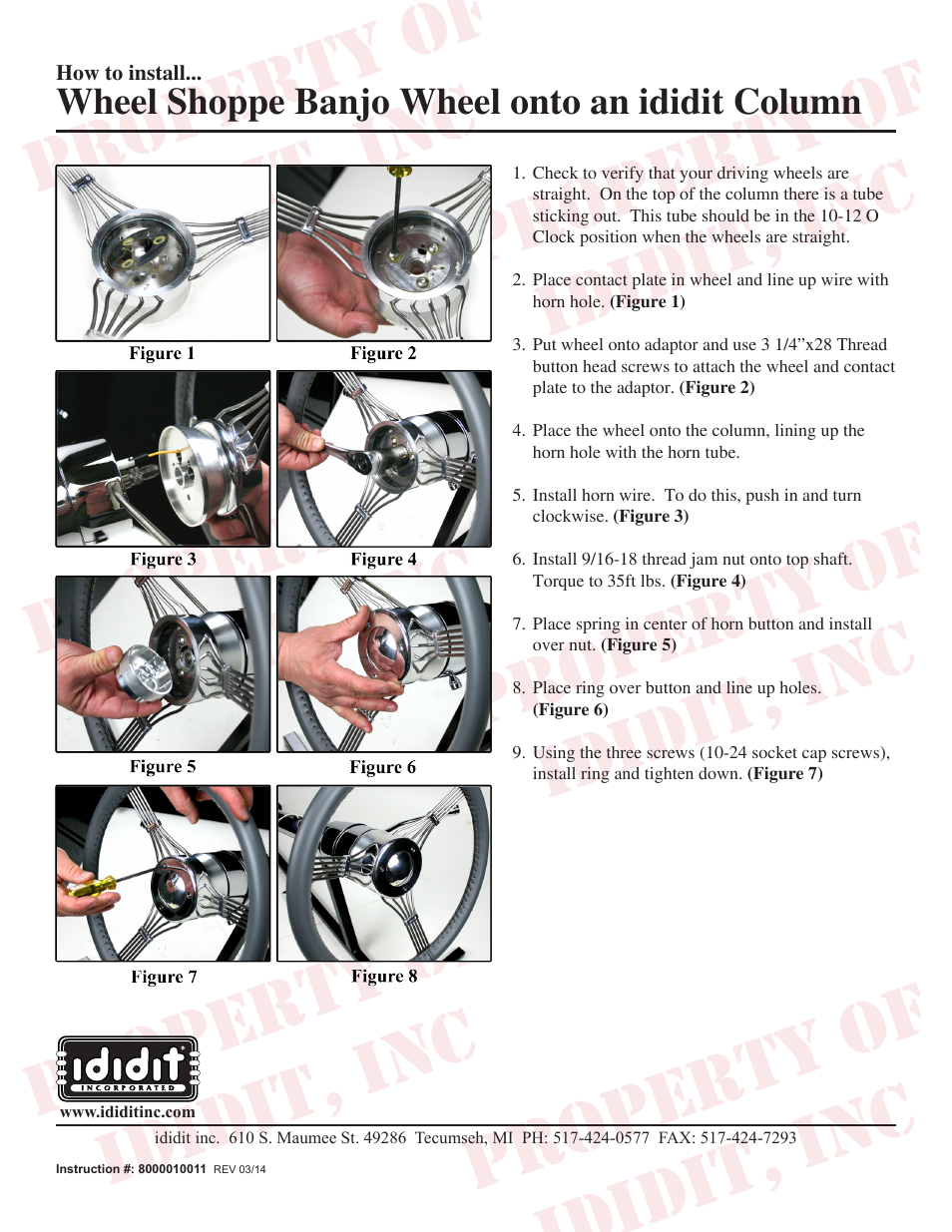 ididit Steering Wheel Adaptor: Wheel Shoppe Banjo Wheel to ididit Column User Manual | 1 page