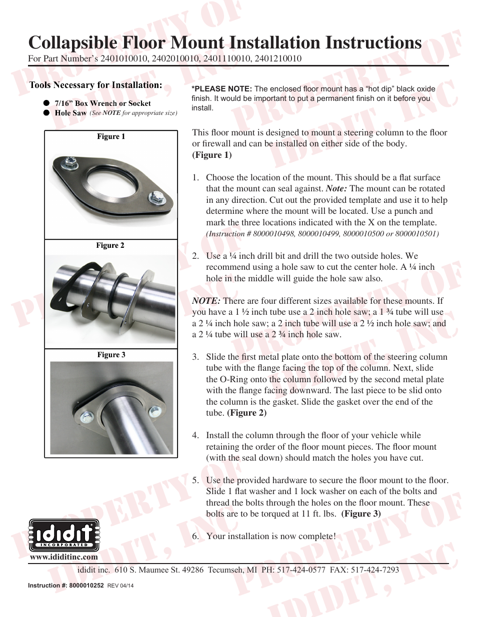 ididit Floor Mount: Collapsible Floor Mount User Manual | 1 page