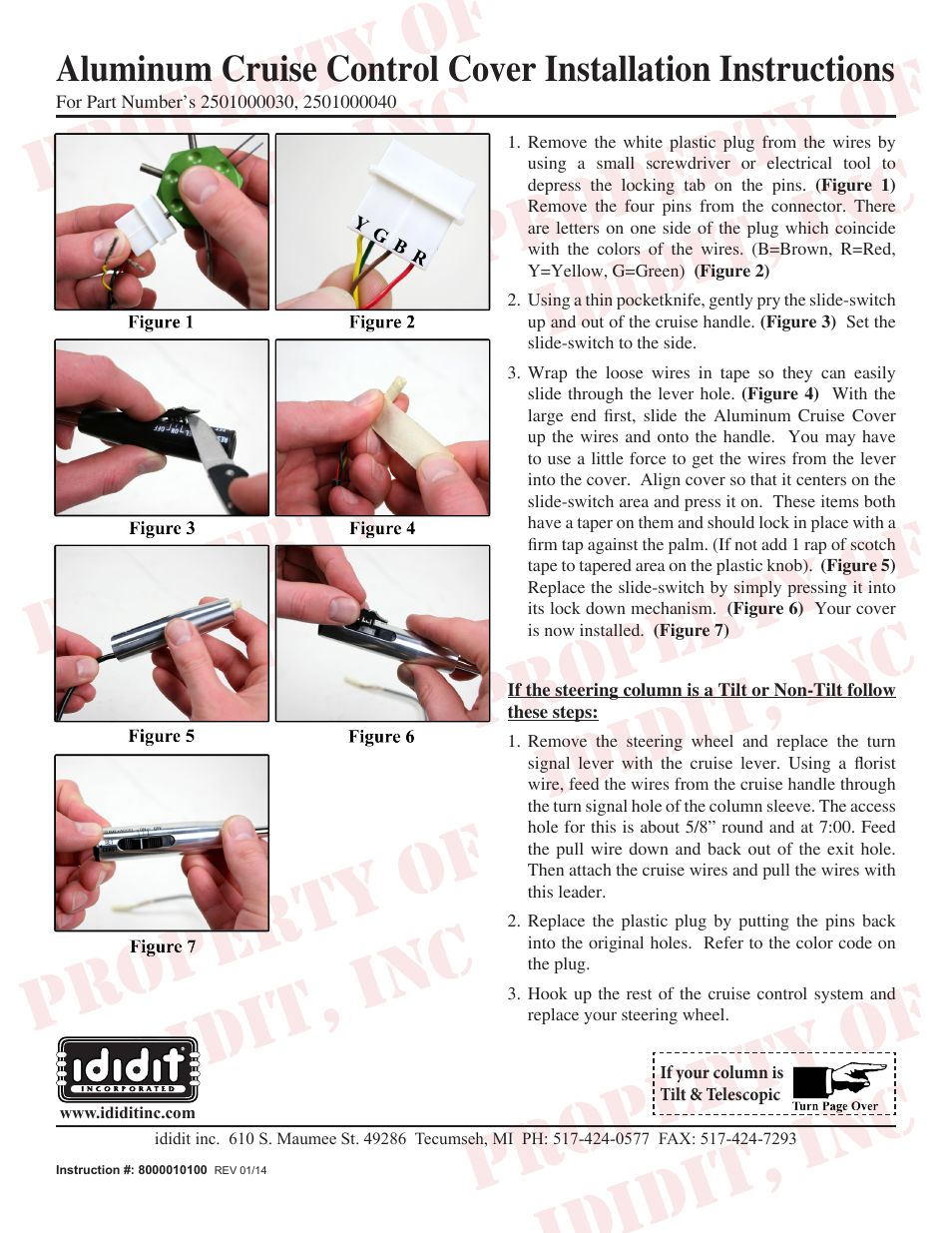 ididit Column Add-Ons: Aluminum Cruise Control Cover User Manual | 2 pages