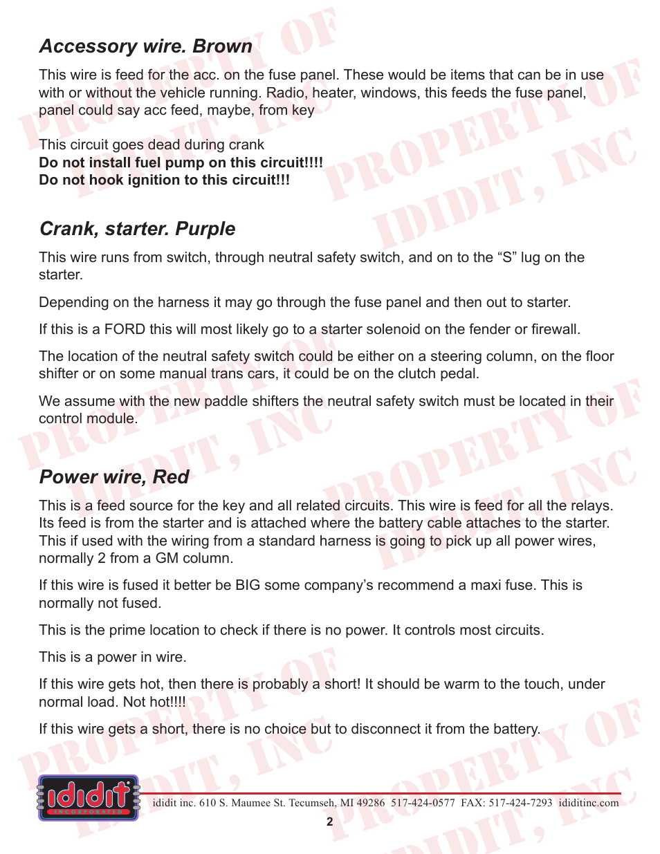 ididit Electrical: Ignition Switch Test User Manual | Page 2 / 4