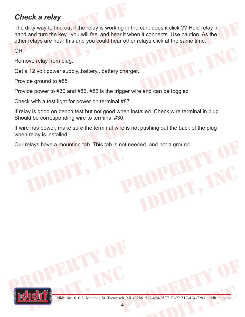 ididit Electrical: Ignition Switch Test User Manual | Page 4 / 4