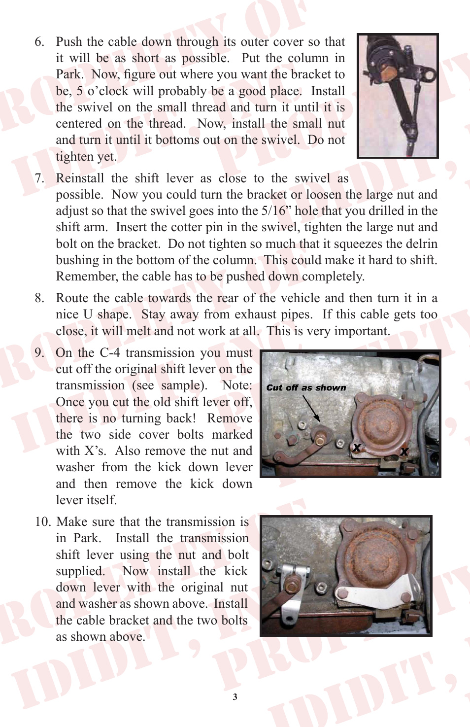 ididit Cable Shift Linkage Kit: Column to Ford C-4 Transmission User Manual | Page 4 / 8