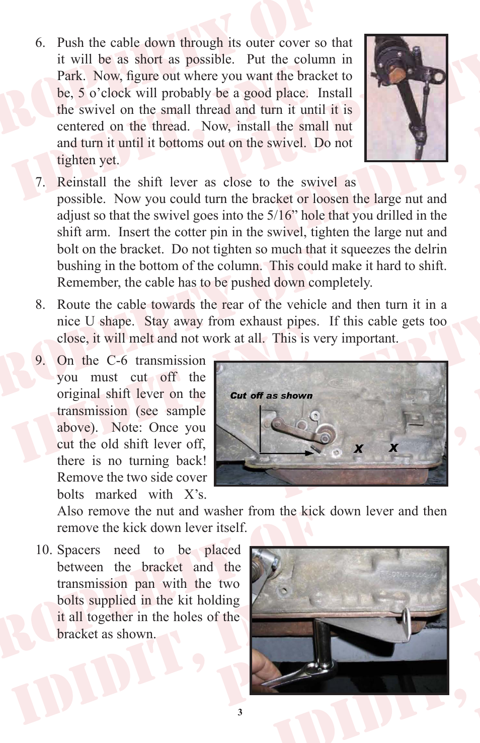 ididit Cable Shift Linkage Kit: Column to Ford C-6 Transmission User Manual | Page 4 / 8