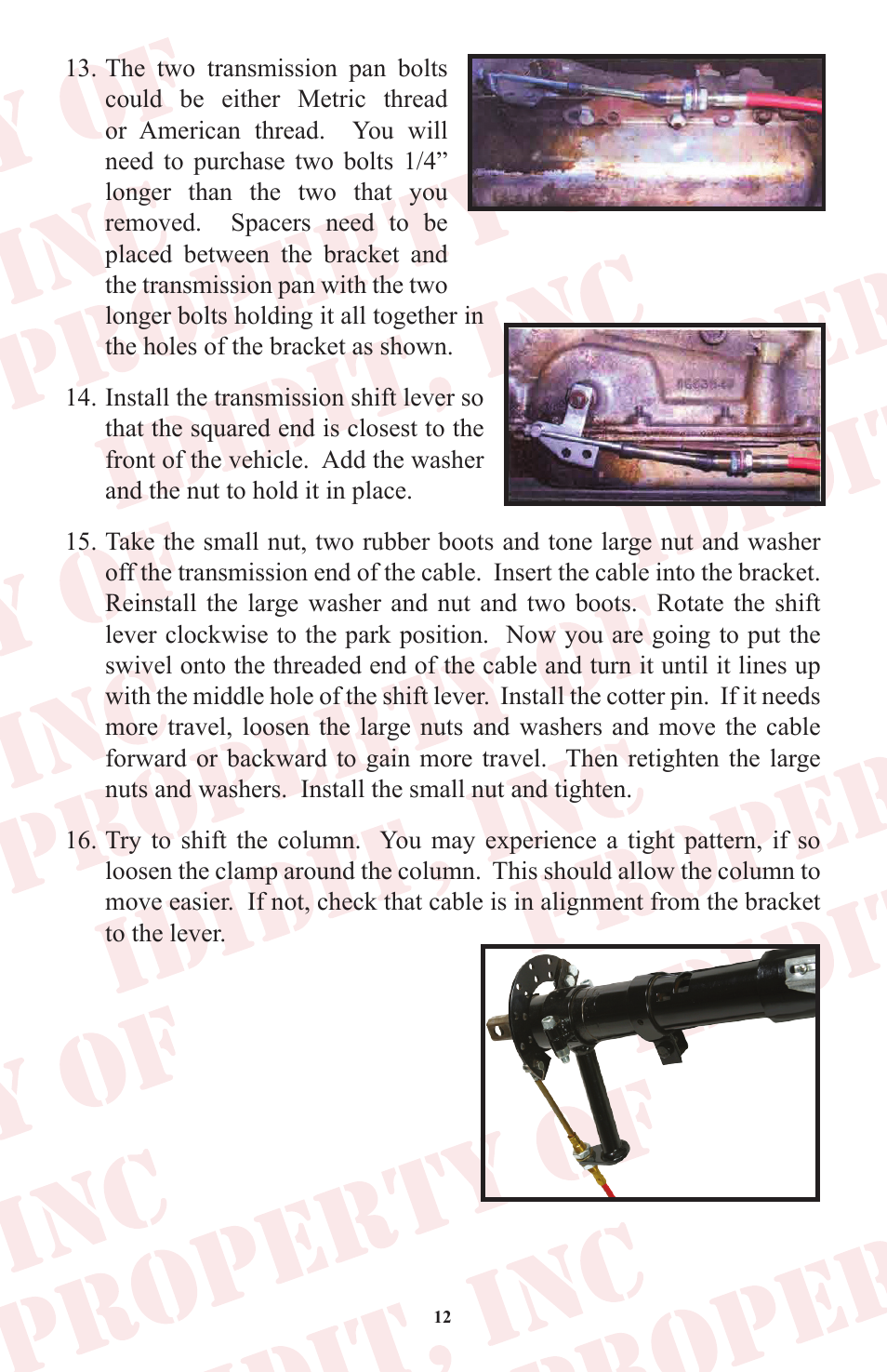 ididit Cable Shift Linkage Kit: GM Column to GM Transmission User Manual | Page 13 / 16