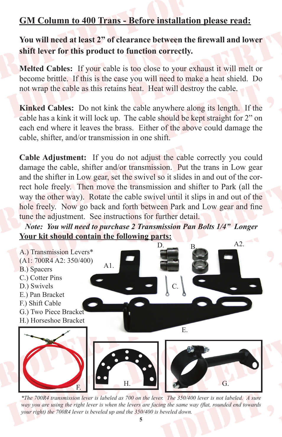ididit Cable Shift Linkage Kit: GM Column to GM Transmission User Manual | Page 6 / 16