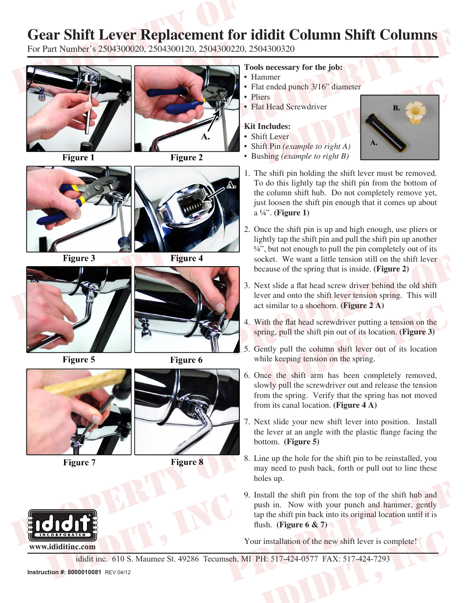 ididit Gear Shift Lever Replacement User Manual | 1 page