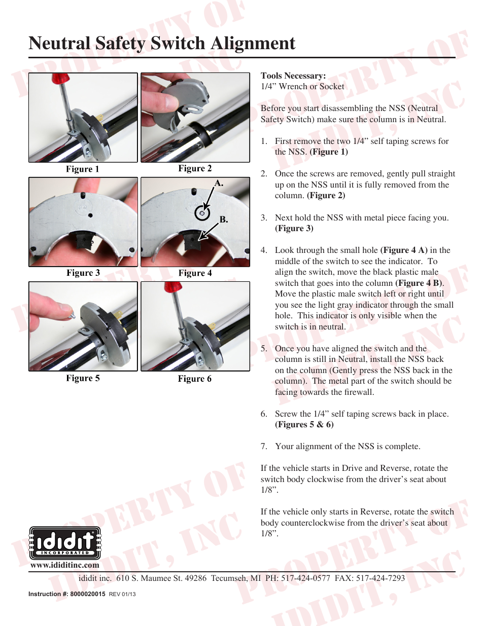 ididit Neutral Safety Switch Alignment User Manual | 1 page