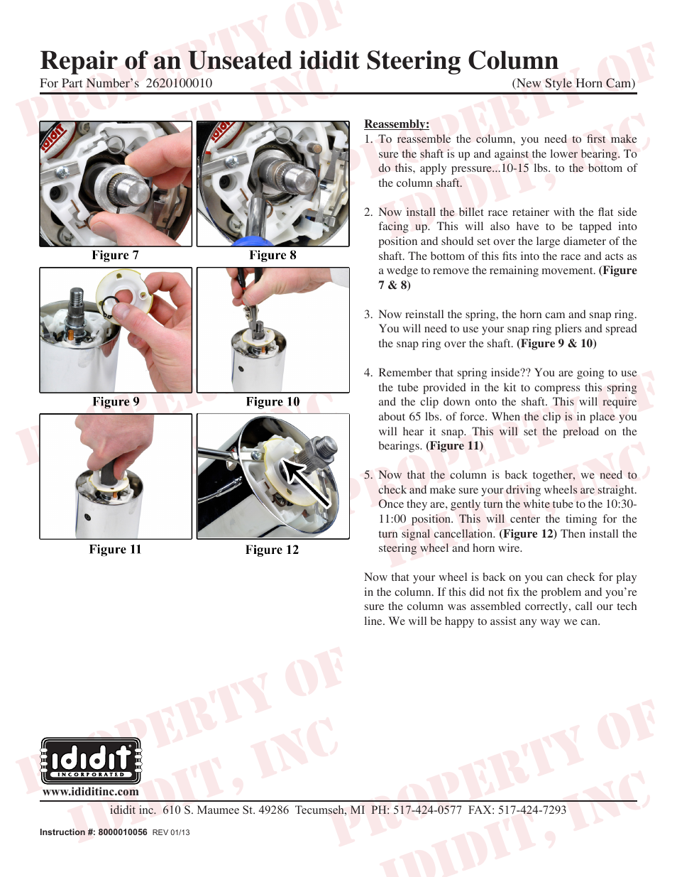 ididit Repair of an Unseated ididit Steering Column - New Style Horn Cam User Manual | Page 2 / 2