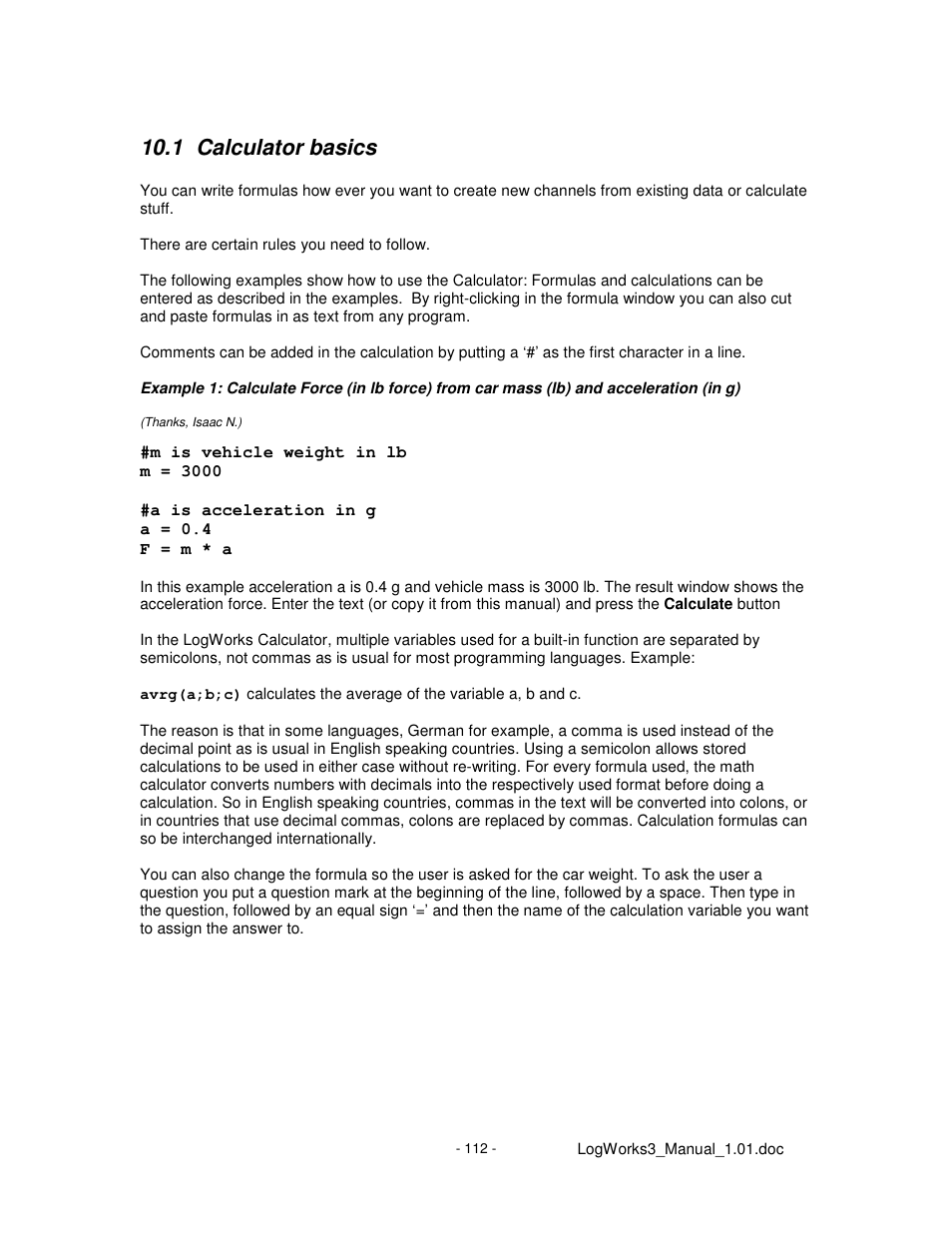 1 calculator basics | Innovate Motorsports LogWorks 3 User Manual | Page 112 / 145
