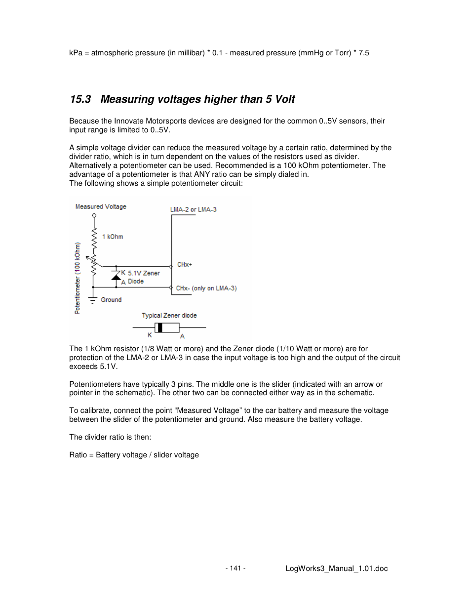 3 measuring voltages higher than 5 volt | Innovate Motorsports LogWorks 3 User Manual | Page 141 / 145
