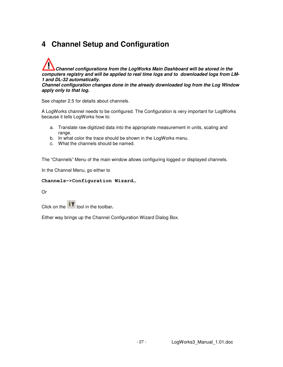 4 channel setup and configuration | Innovate Motorsports LogWorks 3 User Manual | Page 27 / 145