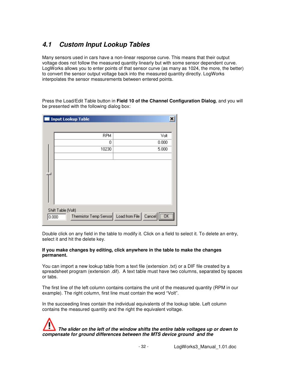 1 custom input lookup tables | Innovate Motorsports LogWorks 3 User Manual | Page 32 / 145