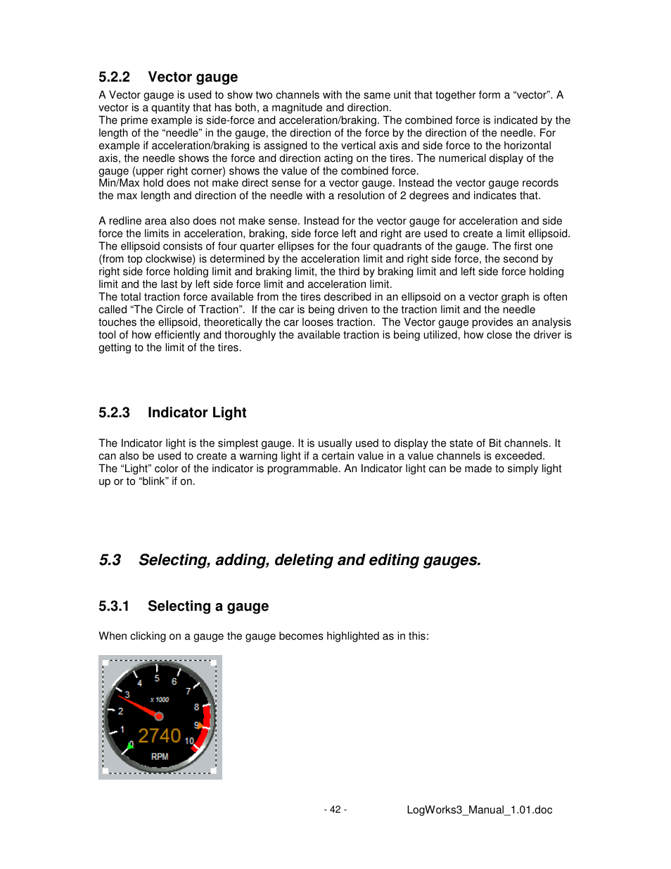 3 selecting, adding, deleting and editing gauges | Innovate Motorsports LogWorks 3 User Manual | Page 42 / 145