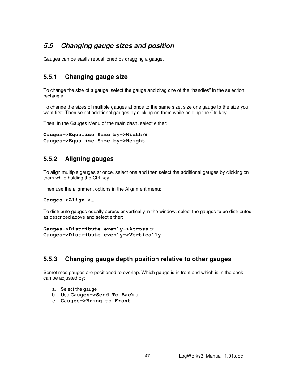 5 changing gauge sizes and position | Innovate Motorsports LogWorks 3 User Manual | Page 47 / 145