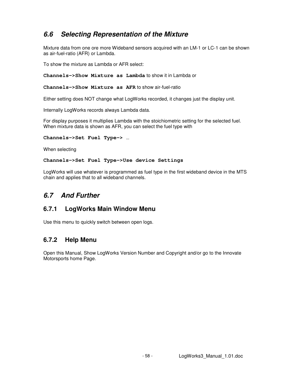 6 selecting representation of the mixture, 7 and further | Innovate Motorsports LogWorks 3 User Manual | Page 58 / 145