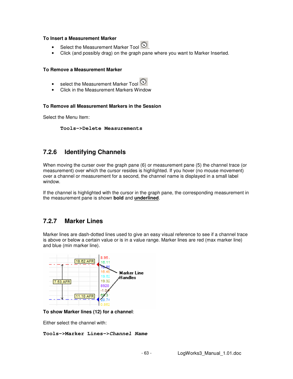 6 identifying channels, 7 marker lines | Innovate Motorsports LogWorks 3 User Manual | Page 63 / 145