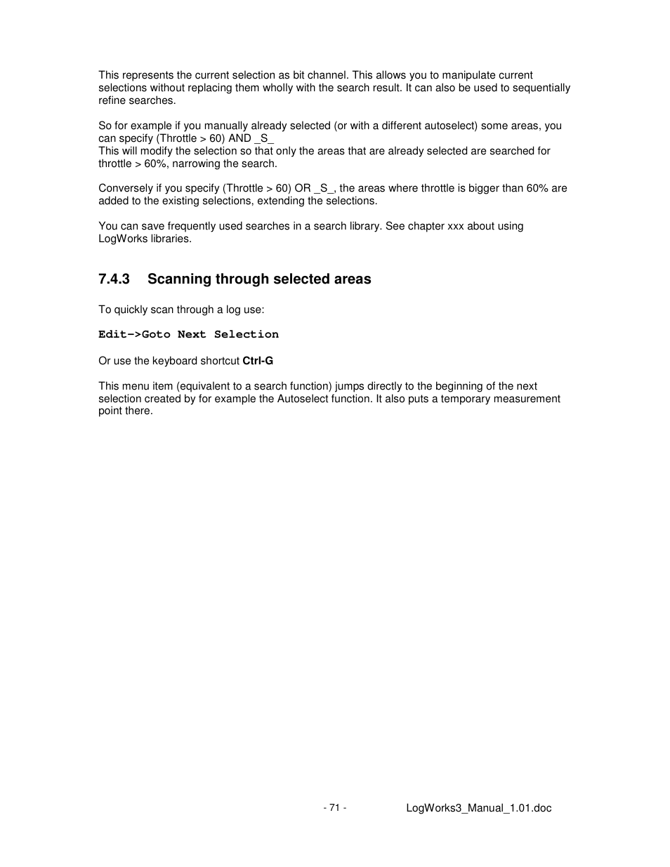 3 scanning through selected areas | Innovate Motorsports LogWorks 3 User Manual | Page 71 / 145