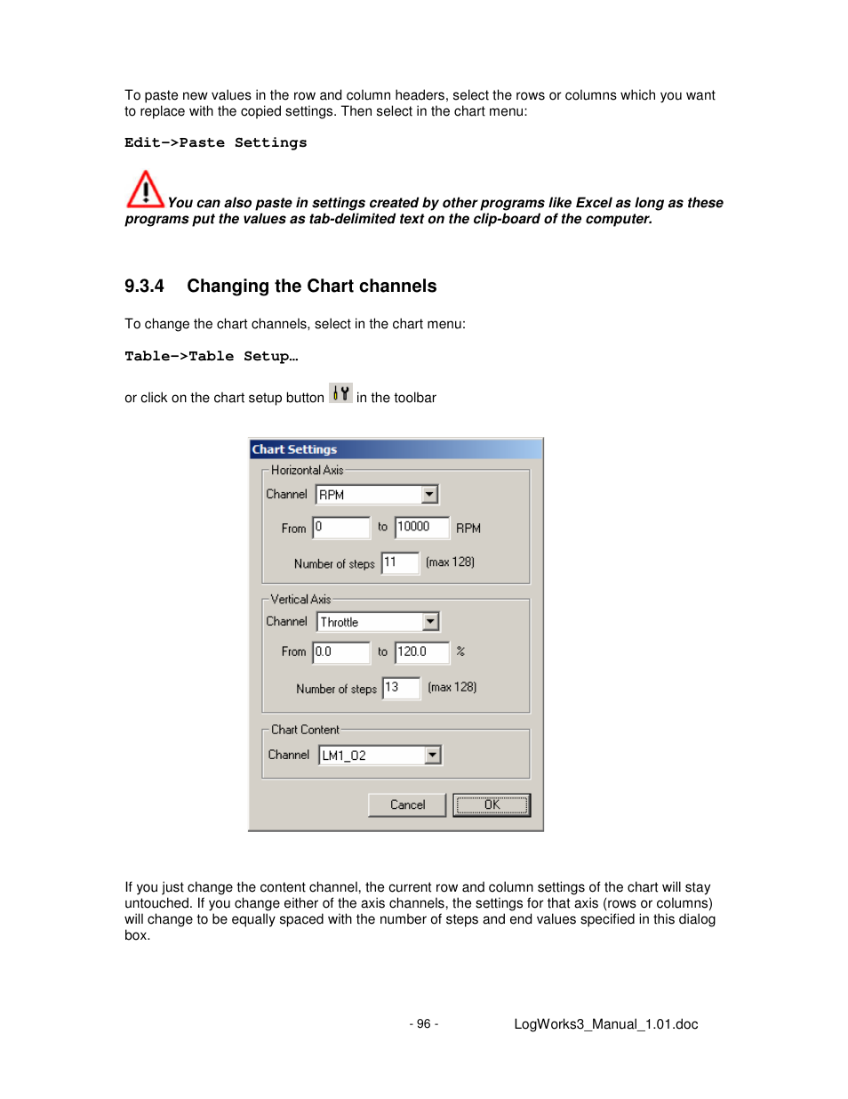 4 changing the chart channels | Innovate Motorsports LogWorks 3 User Manual | Page 96 / 145
