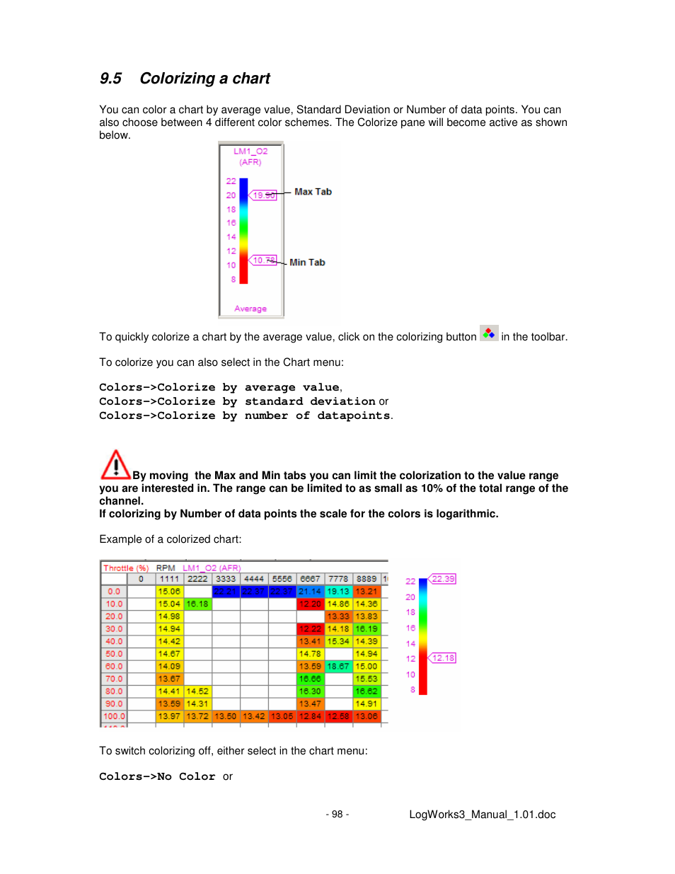 5 colorizing a chart | Innovate Motorsports LogWorks 3 User Manual | Page 98 / 145