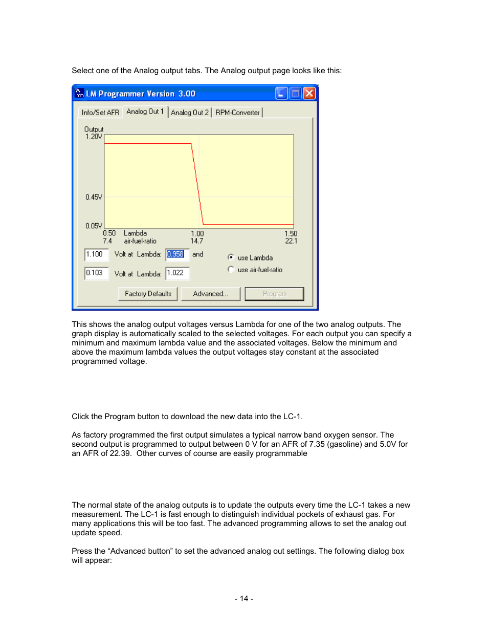 1 advanced output programming | Innovate Motorsports LC-1 User Manual | Page 14 / 24