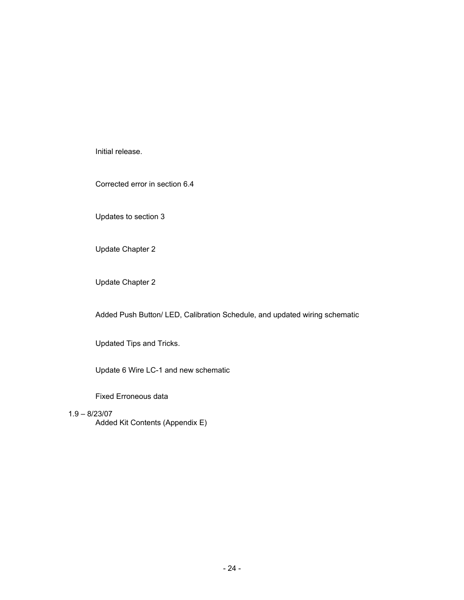 Revision history | Innovate Motorsports LC-1 User Manual | Page 24 / 24