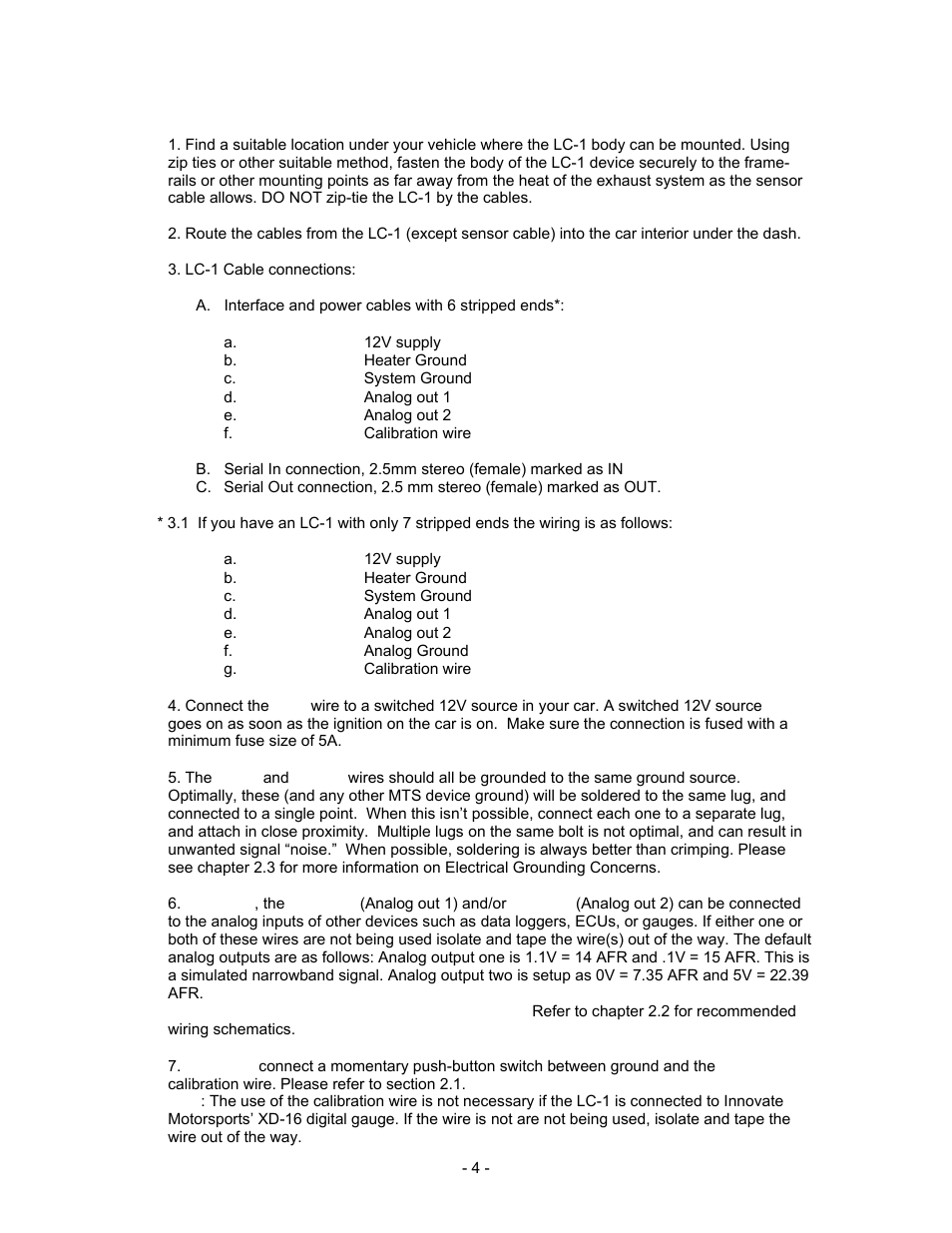 2 mounting and wiring the lc-1 | Innovate Motorsports LC-1 User Manual | Page 4 / 24
