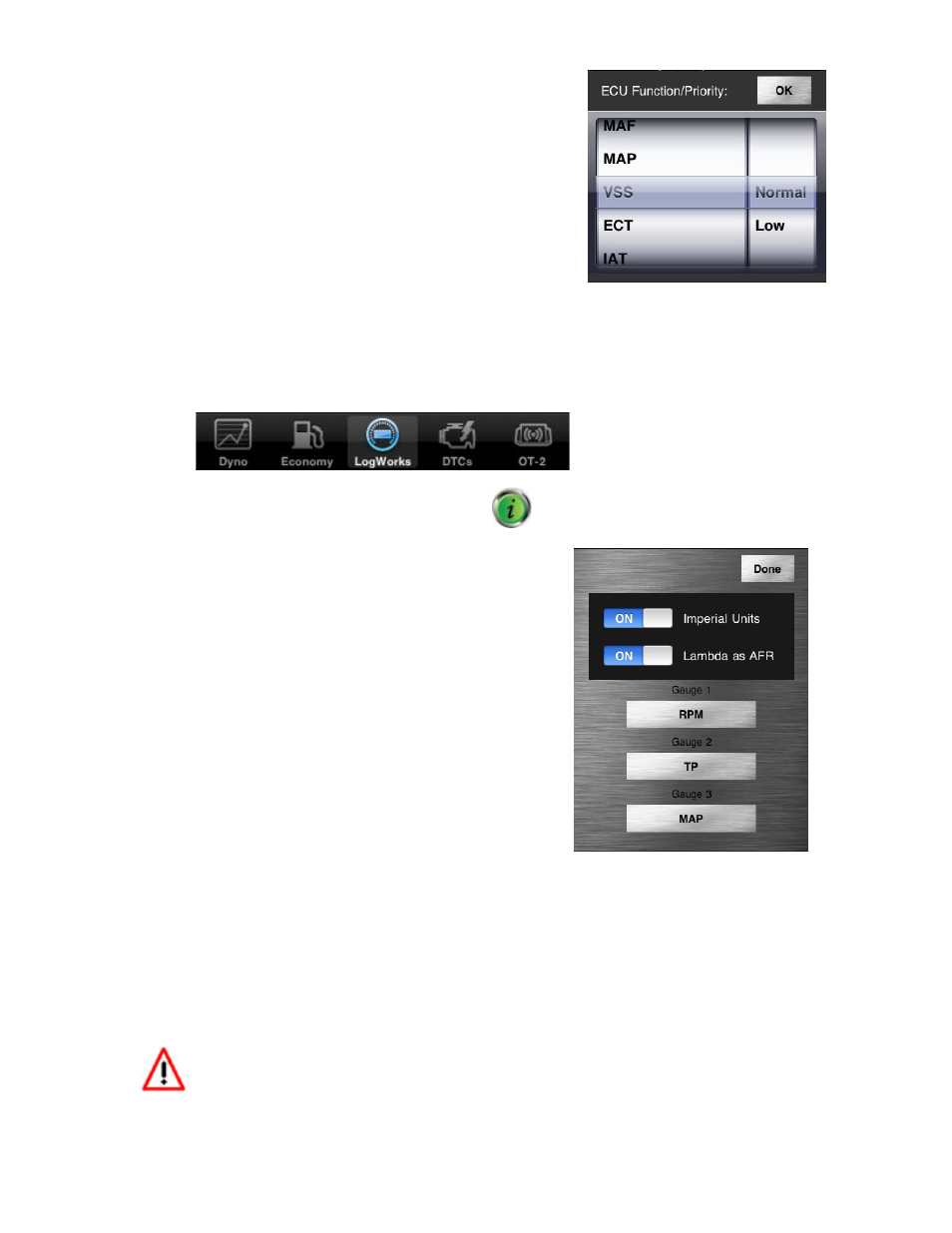 Selecting channels to display in the gauge display, Data logging | Innovate Motorsports OT-2 User Manual | Page 11 / 26