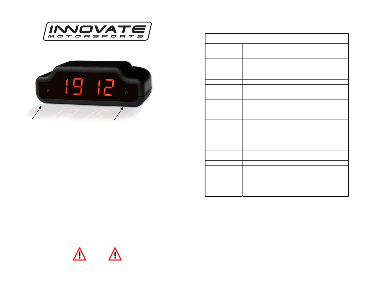 Innovate Motorsports RAD-1 User Manual | 1 page