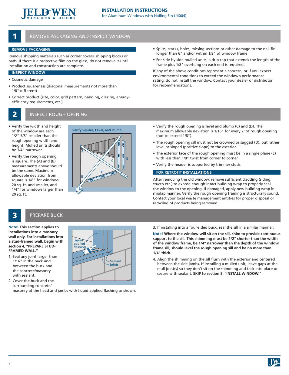 JELD-WEN JII004 Aluminum Windows with Nail Fin User Manual | Page 3 / 6