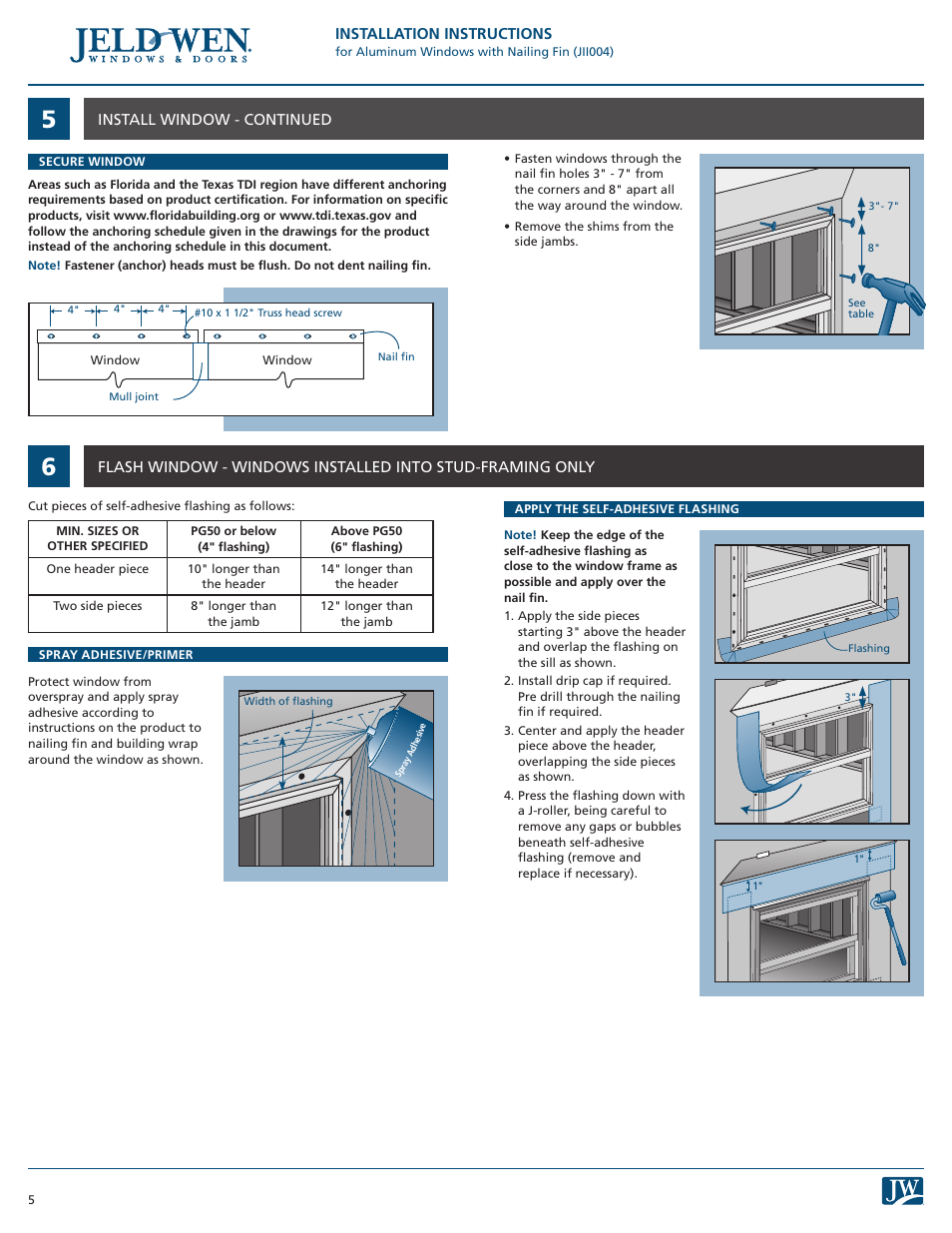 JELD-WEN JII004 Aluminum Windows with Nail Fin User Manual | Page 5 / 6