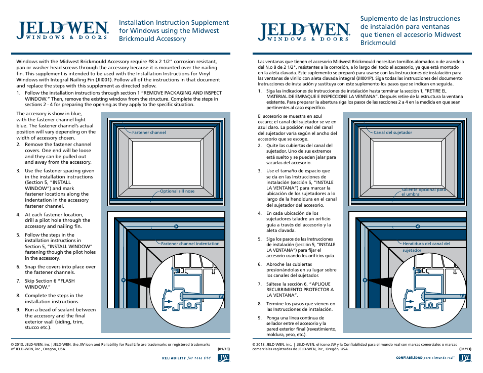 JELD-WEN Windows using the Midwest Brickmould Accessory User Manual | 1 page