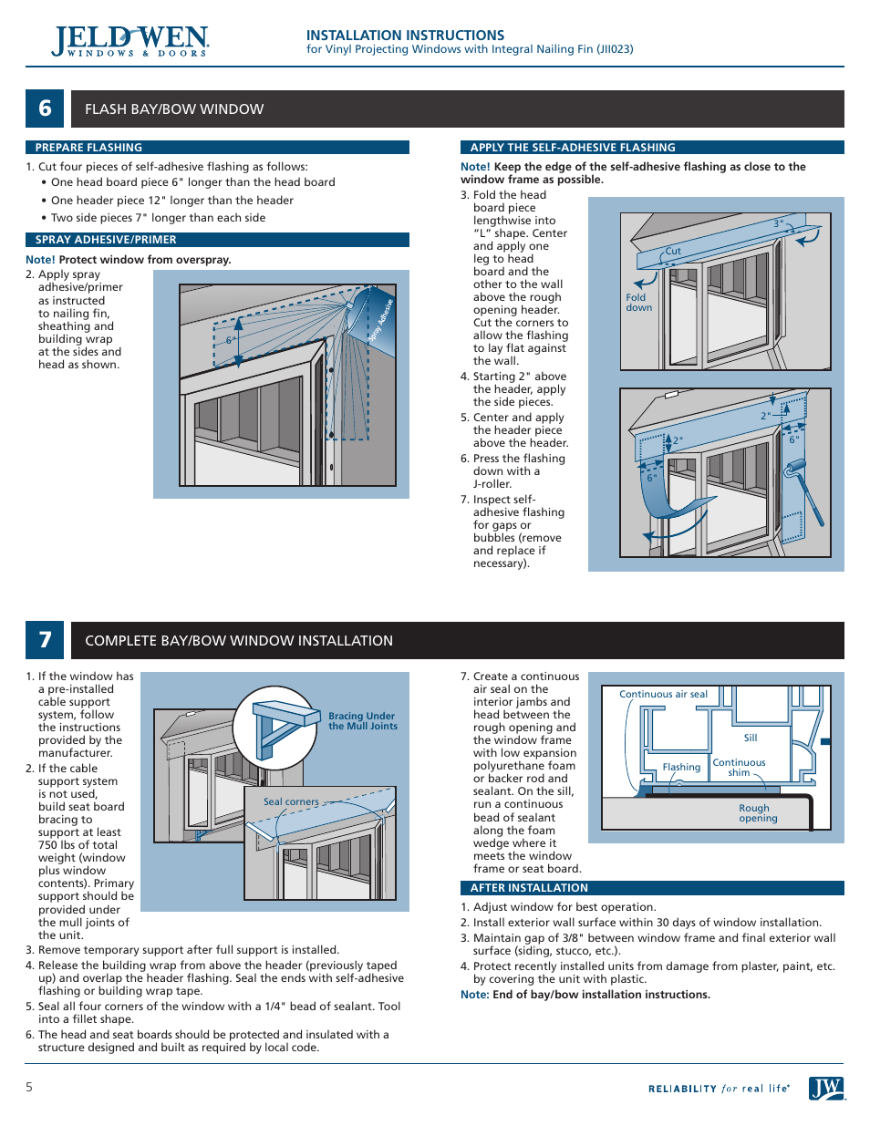 JELD-WEN JII023 Vinyl Projecting Windows with Integral Nailing Fin User Manual | Page 5 / 8